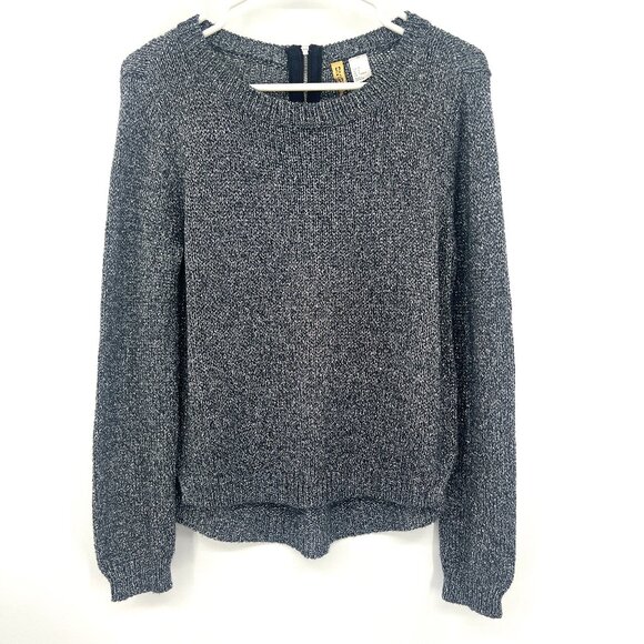 H&M Divided Black Silver Metallic Sweater Women's 6 - Picture 1 of 4